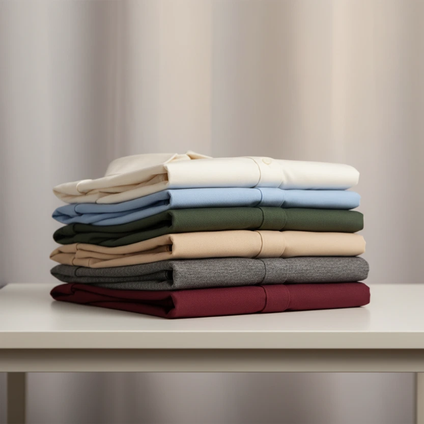 AI Generated Stack of Solid Shirts - Studio Product Photo